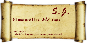 Simonovits János névjegykártya